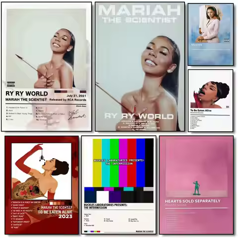 Singer M-Mariah The Scientist Poster Modern Minimalist Wall Art Prints for Bedroom Living Room Home 