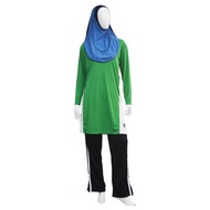 WAGA Muslimah - Green/White Top