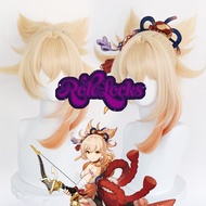 Genshin Impact Yoimiya Cosplay Wig 50cm Mixed Color Wigs Heat Resistant Synthetic Hair Halloween Par