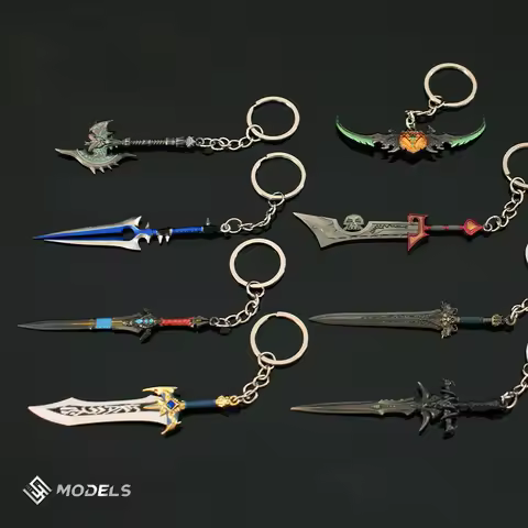 Anime Frostmourne Kuiersaila Ashbringer Xue Hou Keychains Mini Metal Sheepshead Lion Head Model Swor