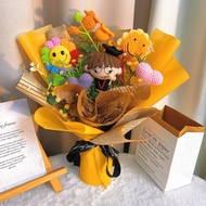 客製化禮物  情人節禮盒  手工鉤針畢業花束-戴帽子和眼鏡的畢業