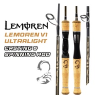 LEMOREN  V1 Ultralight 1.37M/1.5M/1.68M/1.8M/1.98MFishing Rod Spinning Rod Baitcasting Rod XF Carbon