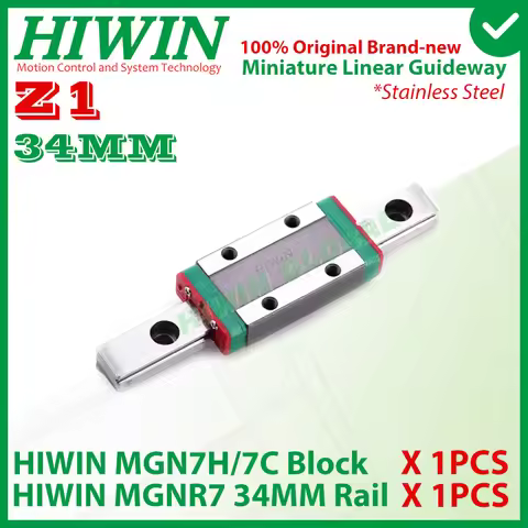 HIWIN Stainless Steel MGN7H MGN7C Z1 Preloaded Linear Rail 34mm HIWIN Block Carriage Linear Guideway