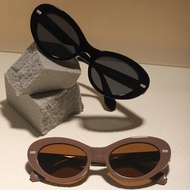 TRENDWATCHER 1 unit bingkai besar oval cermin mata hitam reka bentuk klasik dengan kes gelas percuma dan kain