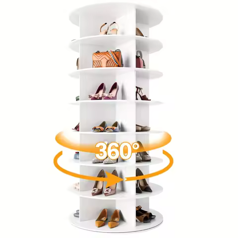 Rotating Shoe Rack Tower, 6-8 Tier Organiser, Vertical Rotating Shoe Display Lazy Carousel, 360 Degr