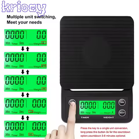 1pc 3kg 5kg Drip Coffee Scale with Timer Portable Electronic Digital Kitchen Scale High Precision LC