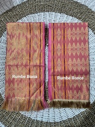 Set Kain Songket Thailand Motif Geometris Warna Pink Baby dan Selendang Rumbe Ronce