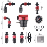 Universal Adjustable Fuel Pressure Regulator Kit with Gauge AN6 Fuel Line Hose And Fittings End Kit 