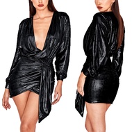 SMR10784 Sexy Fashion Nightclub Slim-fit V-neck Dress