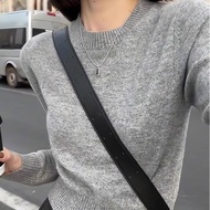 Clothes Fashion Tops Long-Sleeved T-Shirts Bottoming Shirts Knitwear Lazy Style Gray Thickened Knitt