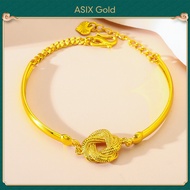 ASIX GOLD Bộ Trang Sức Nữ Dây Chuyền Vòng Tay Hoa Tai Nhân Mặt Hoa Xoắn Mạ Vàng 24K 18K Không Xỉn Mà