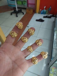 cincin daun ketup perhiasan penganti emas. lapis emas 916 barang malaysia