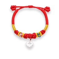 【童樂繪金飾】兒童純銀紅繩手鍊 寶寶金鎖片 (彌月銀飾 滿月禮)