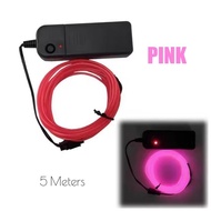 5Meter Lampu EL Wire Flexible Neon LED Untuk Dekorasi Interior Mobil Strip LED Set Inverter / LED WI