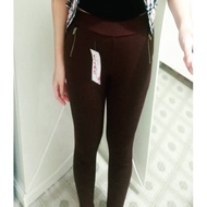 PROMO READY Women's Long Pants Dark Brown Scuba Thick Button model ADC GFS Tgb bestseller Cheap
