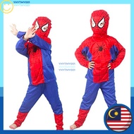 Kids Spiderman Superhero Costume Full Set Baju + Seluar + Mask Kanak Kostum Adiwira Spandex 3D Zentai Full Bodysuit COS