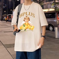 UT shop Oversize t-shirt "BPLUS BOY2"t shirt Cotton1 Plus Size Round Neck Printed Pattern White Cott