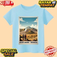 Unisex children's short-sleeved t-shirt with t-shirt motif, mountain souvenir Bromo mount Bromo/
