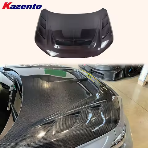 For Honda Civic FL5 Type R Red Carbon Fiber Vented Front Bumper Hood Bonnet