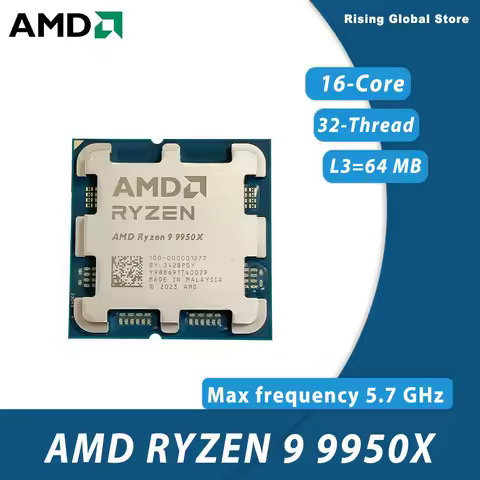 NEW AMD R9 9950X CPU Processor Ryzen 9 9950X Sixteen-Core Thirty-two-Thread 5.7GHz 170W TDP L3=64M S