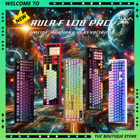 AULA F108 Pro Wireless E-sport Mechanical Keyboard 3-Mode RGB Light Gasket Ergonomics Custom Game Ke