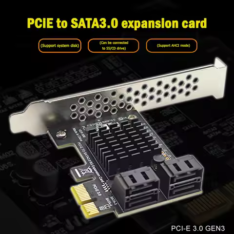 6Gbps SATA 3.0 to PCI-e 1X Controller Card PCI Express Adapter Add On Card PCI-E X4 X8 X16 4 Port SA