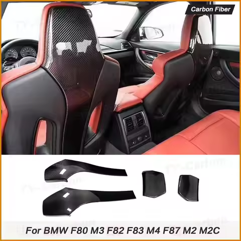 Real Carbon fiber Car Interior Seat Back Covers Trims For BMW F80 M3 F82 F83 M4 F87 M2 M2C Sedan Cou