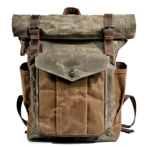 Luxury Vintage Canvas Backpacks for Men Oil Wax Canvas Leather Travel Backpack Large Waterproof Dayp