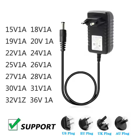 DC Power Adapter 15V 18V 19V 20V 22V 24V 25V 26V 27V 28V 30V 31V 32V 36V 1A 1000MA Robot Vacuum Clea