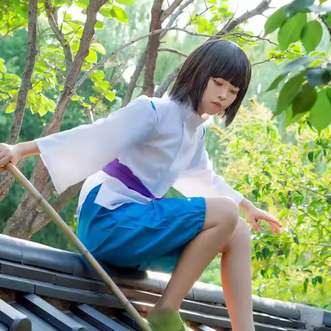 HD2S Away Cosplay Costume Full Set Light Green Wig Haku Amber River Outfit Chihiro Sen Suit Hayao Mi