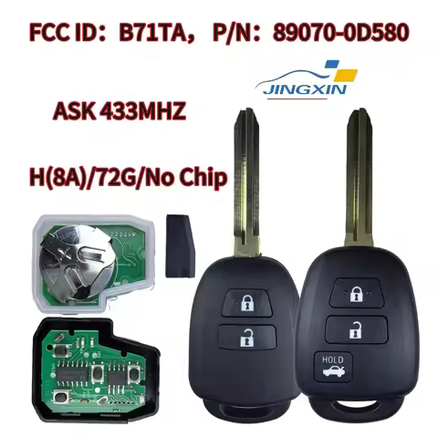 Jingxin FCC ID:B71TA 89070-0D580 433Mhz with G/H/No Chip Optional Remote Car Key For Toyota Yaris Ve