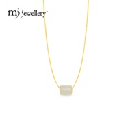 MJ Jewellery 999.9/24K Gold Foil Inlaid White Jade J2 with 375/9K Gold Necklace Set