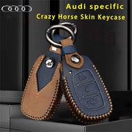 Audi Crazy Horse Leather Key Ring for Key Cover Leather Key Bag Audi Q5 Q2 Q3 Q7 A1 A4 A3 A5 A6 A7 A8 Case Buckle