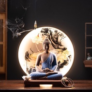 Large Buddha Statue Sakyamuni Buddha Amitabha Buddha Bhaisajyaguru Bodhi Buddha Statue Ceramic Luminous Lamp Ring Ornaments