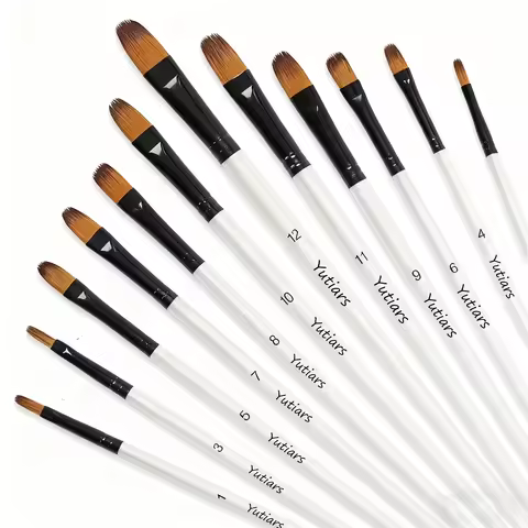 Angular Paint Brushes for Acrylic Painting,12Pcs Artist Paint Brushes Set Paint Brushes for Watercol