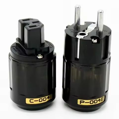 Oyaide C-004 P-004E Schuko Europe EU Power Plug Rhodium Plated IEC Audio Connector Female-Male MATIH