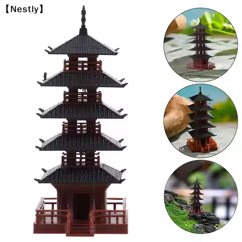 Mini Pagoda Statue Chinese Ancient Building Model Pavilion Decorations Simulation Statue Zen Garden 