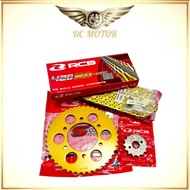 RCB 428 SPOCKET SET + 428 RO RING GOLD Y15 Y15ZR Y16 Y16ZR GOLD RANTAI ORING RX RING CHAIN