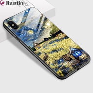 Jizetin เคสใส่โทรศัพท์กระจกกันกระแทกสำหรับ iPhone X iPhone XR iPhone XS XS MAX ภาพวาดสีน้ำมันหรูหรารุ่น Starrys ฝาครอบตัวเครื่องกระจกเทมเปอร์