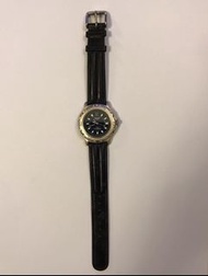 SEKONDA 銀色圓形黑色錶面日曆功能黑色皮帶手錶