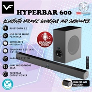 Vinnfier VF Hyperbar 600 BTRW 240W Soundbar with 6.5" Wireless Subwoofer Karaoke Bluetooth TV Speake