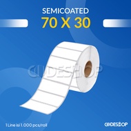 SEMICOATED 70 X 30 mm Barcode Printer Label Sticker Paper 70x30 mm