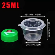 Thinwall Sauce Cup Lengkap 25ml 35ml 60ml 100ml 150ml Per Pack Bulat Cup Sambel N Cup Puding Plastik Var