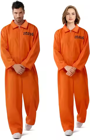 Spooktacular Creations Orange Prisoner Jumpsuit Costume Men, Orange Jumpsuit Women, Halloween Costum