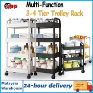 【Fast Delivery In Stock】3 Tier/4 Tier Multifunction Storage Trolley Rack Office Shelves Home Kitchen Rack With Plastic Wheel