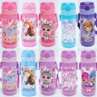 Angel Baby Princess Elsa Anna Unicorn Pony Water Bottle with Straw 450ML Kids Water Bottle
