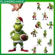Creative Xmas Grinch Flat Hanging Ornament Christmas Tree Pendants Craft Decor flower