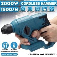 ❧Cordless Electric Drill Rotary Hammer Drill Demolition Hammer Rechargeable Power Tools compatib d☇