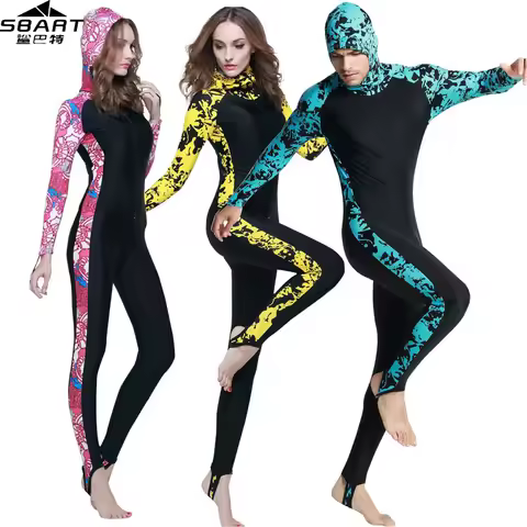 Sbart Full Body Swimsuit Sun UV Protective UPF50+ Stinger Suit Dive Skin UPF50+ Long Sleeve One-piec
