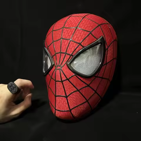 Remote Control Peter Parker Spiderman Mask Halloween Cosplay Costume Mask Eyes Movable Spiderman Toy